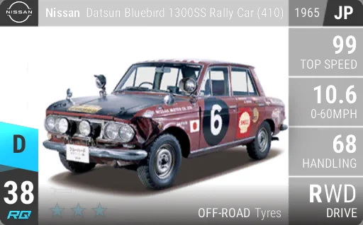 Nissan Datsun Bluebird 1300SS Rally Car (410)